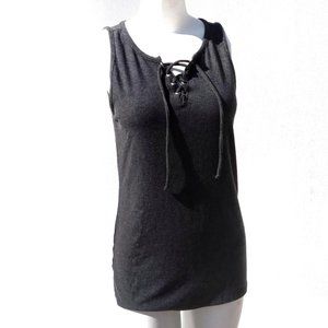 Torrid size 00 Charcoal Gray Tank Top Shirt Sleeveless worn once M/L Lace-up